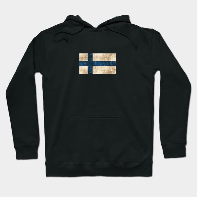 Vintage Aged and Scratched Finnish Flag Hoodie by jeffbartels
